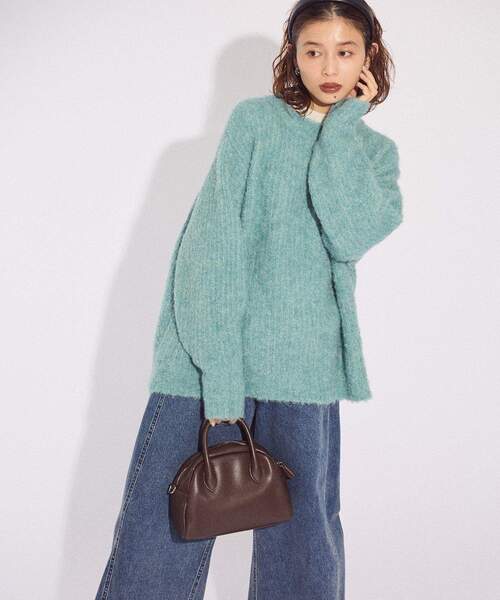 Green　Parks（グリーンパークス）の「ブークレMIXニットチュニック（ニット/セーター・レディース・グレー/アイボリー/グレイッシュベージュ/サックスブルー/ピンク・FREE）」の16枚目の写真