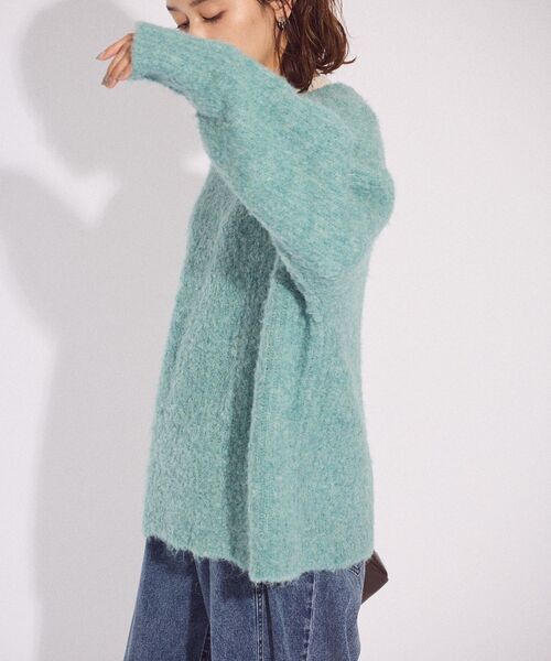 Green　Parks（グリーンパークス）の「ブークレMIXニットチュニック（ニット/セーター・レディース・グレー/アイボリー/グレイッシュベージュ/サックスブルー/ピンク・FREE）」の18枚目の写真