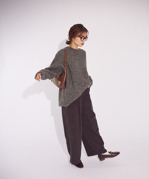 Green　Parks（グリーンパークス）の「ブークレMIXニットチュニック（ニット/セーター・レディース・グレー/アイボリー/グレイッシュベージュ/サックスブルー/ピンク・FREE）」の22枚目の写真