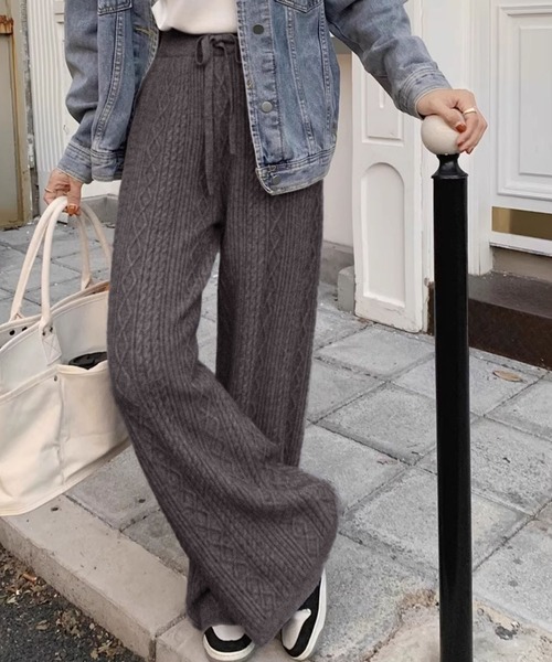 セール】ケーブル模様ニットワイドパンツ（その他パンツ）｜MILAE