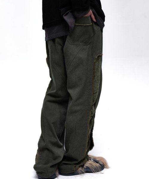 RSSC(アールエスエスシー)の「INCISION JACQUARD MIXED PANTS - KHAKI(その他パンツ・レディース・カーキ・1/2)」の3枚目の写真