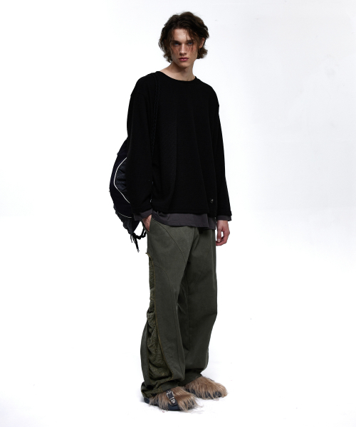 RSSC(アールエスエスシー)の「INCISION JACQUARD MIXED PANTS - KHAKI(その他パンツ・レディース・カーキ・1/2)」の4枚目の写真