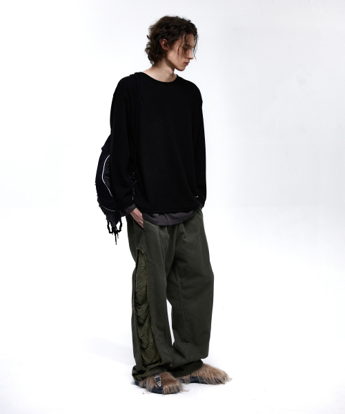 RSSC(アールエスエスシー)の「INCISION JACQUARD MIXED PANTS - KHAKI(その他パンツ・レディース・カーキ・1/2)」の5枚目の写真
