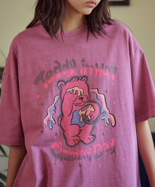 CPGN STUDIO(コンパーニョ)の「ハニーテディ ピグメント 半袖Tシャツ ダスティピンク(Tシャツ/カットソー・レディース・その他・LARGE)」の1枚目の写真