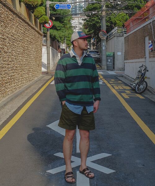 MUSINSA STANDARD（ムシンサスタンダード）の「ストライプラグビーシャツ[ネイビー/グリーン]（ポロシャツ・メンズ・その他・MEDIUM/LARGE/X-LARGE/XX-LARGE）」の11枚目の写真