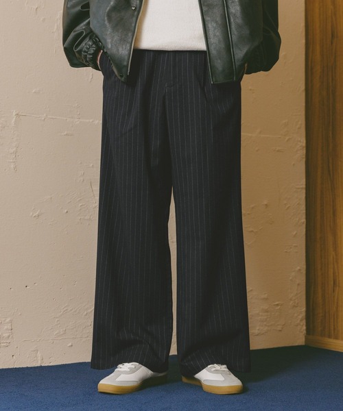RAGEBLUE（レイジブルー）の「TRストレッチ/ピンストライプワイドパンツ（スラックス・メンズ・ブラウン/ネイビー・MEDIUM/LARGE）」の2枚目の写真