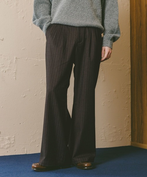 RAGEBLUE（レイジブルー）の「TRストレッチ/ピンストライプワイドパンツ（スラックス・メンズ・ブラウン/ネイビー・MEDIUM/LARGE）」の6枚目の写真