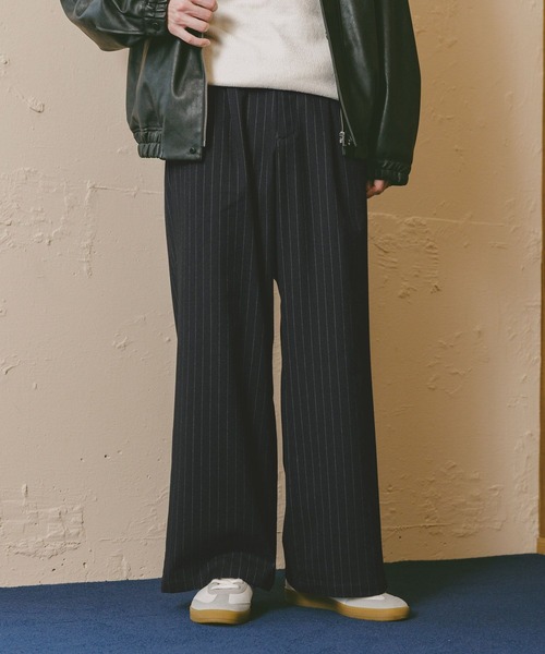 RAGEBLUE（レイジブルー）の「TRストレッチ/ピンストライプワイドパンツ（スラックス・メンズ・ブラウン/ネイビー・MEDIUM/LARGE）」の14枚目の写真