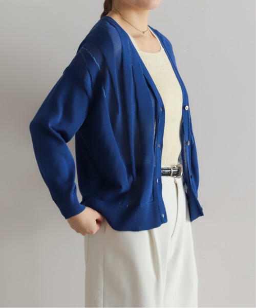 NOMBRE IMPAIR（ノンブルアンペール）の「ハイツイストコットン　タックラインVカーデ（カーディガン/ボレロ・レディース・ブルー/ライトグリーン/ホワイト・FREE）」の18枚目の写真