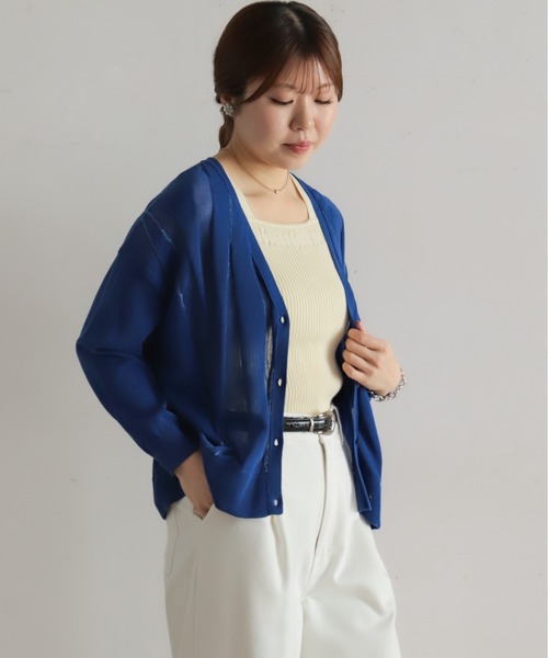NOMBRE IMPAIR（ノンブルアンペール）の「ハイツイストコットン　タックラインVカーデ（カーディガン/ボレロ・レディース・ブルー/ライトグリーン/ホワイト・FREE）」の19枚目の写真