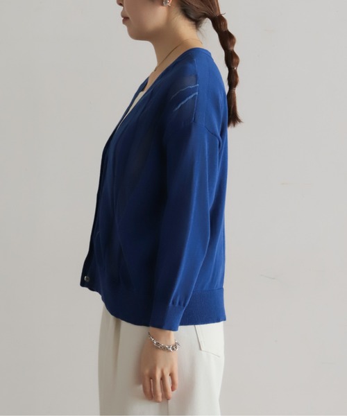 NOMBRE IMPAIR（ノンブルアンペール）の「ハイツイストコットン　タックラインVカーデ（カーディガン/ボレロ・レディース・ブルー/ライトグリーン/ホワイト・FREE）」の9枚目の写真