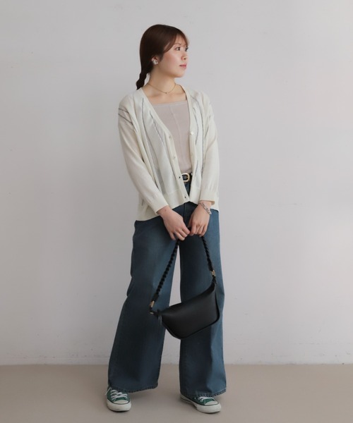 NOMBRE IMPAIR（ノンブルアンペール）の「ハイツイストコットン　タックラインVカーデ（カーディガン/ボレロ・レディース・ブルー/ライトグリーン/ホワイト・FREE）」の6枚目の写真