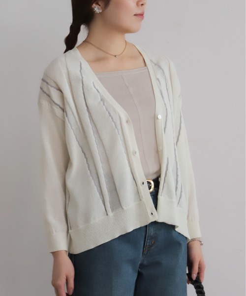 NOMBRE IMPAIR（ノンブルアンペール）の「ハイツイストコットン　タックラインVカーデ（カーディガン/ボレロ・レディース・ブルー/ライトグリーン/ホワイト・FREE）」の4枚目の写真