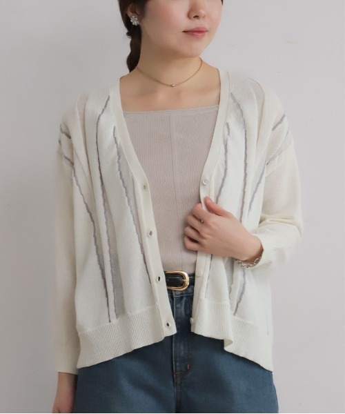 NOMBRE IMPAIR（ノンブルアンペール）の「ハイツイストコットン　タックラインVカーデ（カーディガン/ボレロ・レディース・ブルー/ライトグリーン/ホワイト・FREE）」の5枚目の写真