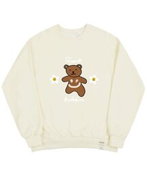 [UNISEX]ビッグベアフラワースマイルマンツーマン_クリーム