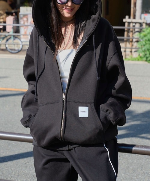 athleta ］裏起毛スウェットジップアップフーディ（パーカー