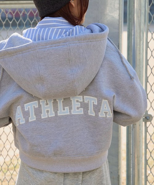 ATHLETA（アスレタ）の「［ athleta ］裏起毛スウェットジップアップフーディ（パーカー・レディース・杢グレー/グレー系/ブラック/ブラック系・1/2）」の22枚目の写真