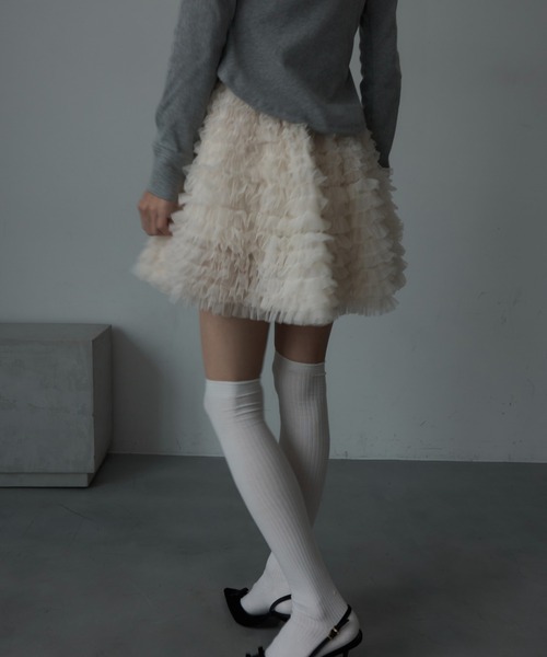 Nadana(ナダナ)の「チュールボリュームミニスカート(スカート・レディース・グレー/アイボリー・FREE)」の16枚目の写真