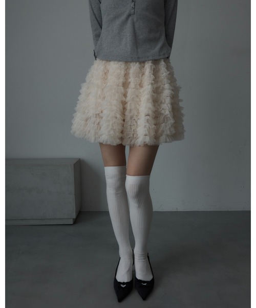 Nadana(ナダナ)の「チュールボリュームミニスカート(スカート・レディース・グレー/アイボリー・FREE)」の22枚目の写真