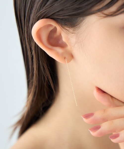 K18YG ミラーカットチェーン ピアス（ピアス（両耳用））｜ete（エテ