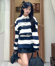 Opening Project（オープニングプロジェクト）の「Identity Stripe Collar T Shirt - White（ポロシャツ）」