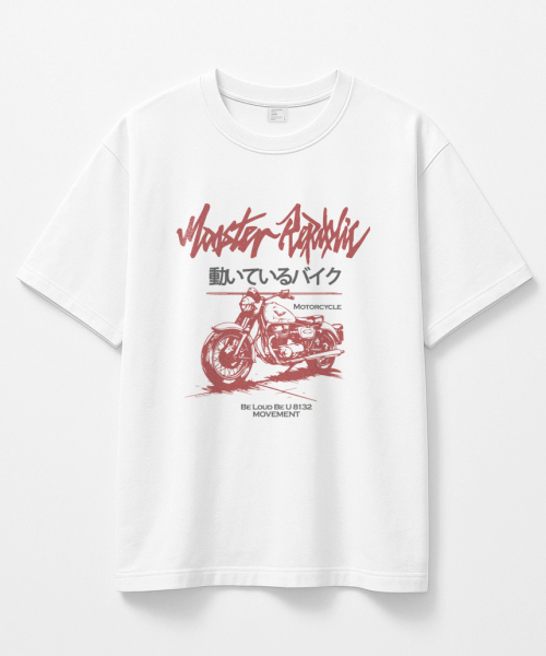 MONSTER REPUBLIC(モンスターリパブリック)の「モーターサイクルヴィンテージレッドTシャツホワイト_8132(Tシャツ/カットソー・レディース・その他・X-LARGE/SMALL/MEDIUM/LARGE)」の1枚目の写真