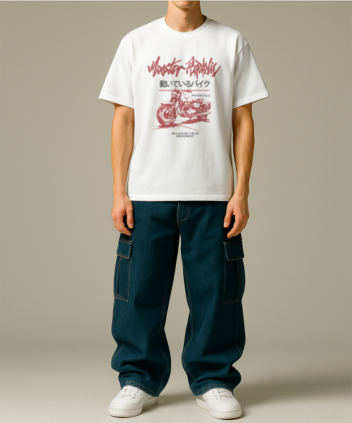 MONSTER REPUBLIC(モンスターリパブリック)の「モーターサイクルヴィンテージレッドTシャツホワイト_8132(Tシャツ/カットソー・レディース・その他・X-LARGE/SMALL/MEDIUM/LARGE)」の2枚目の写真
