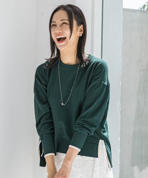 LAUTREAMONT（ロートレアモン）の「【WEB限定】カラー配色ニット≪洗える≫（ニット/セーター・レディース・ダークネイビー/グリーン系その他/ホワイト系その他/ピンク系その他・9号）」の3枚目の写真