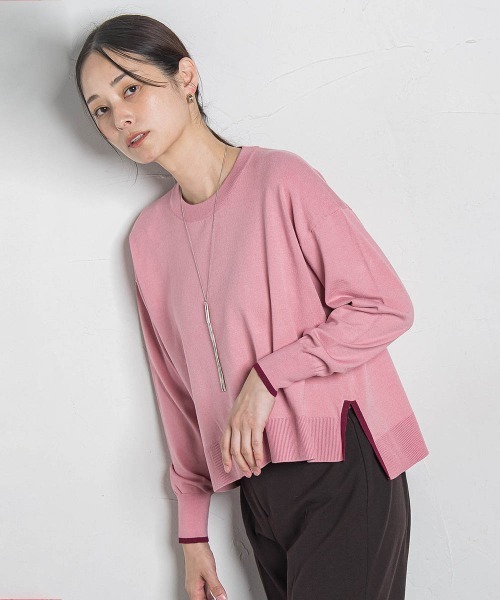 LAUTREAMONT（ロートレアモン）の「【WEB限定】カラー配色ニット≪洗える≫（ニット/セーター・レディース・ダークネイビー/グリーン系その他/ホワイト系その他/ピンク系その他・9号）」の17枚目の写真