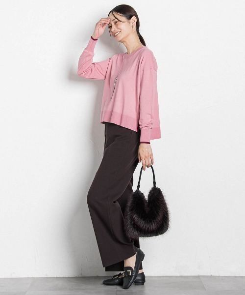 LAUTREAMONT（ロートレアモン）の「【WEB限定】カラー配色ニット≪洗える≫（ニット/セーター・レディース・ダークネイビー/グリーン系その他/ホワイト系その他/ピンク系その他・9号）」の5枚目の写真