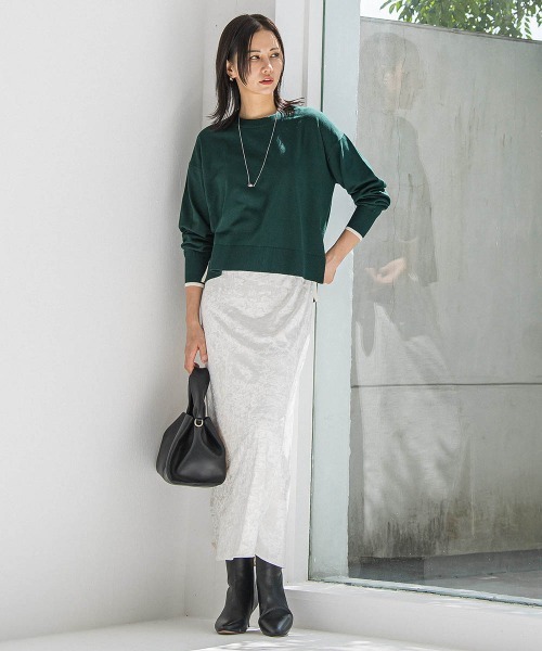 LAUTREAMONT（ロートレアモン）の「【WEB限定】カラー配色ニット≪洗える≫（ニット/セーター・レディース・ダークネイビー/グリーン系その他/ホワイト系その他/ピンク系その他・9号）」の9枚目の写真