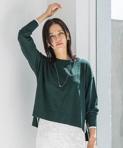 LAUTREAMONT（ロートレアモン）の「【WEB限定】カラー配色ニット≪洗える≫（ニット/セーター・レディース・ダークネイビー/グリーン系その他/ホワイト系その他/ピンク系その他・9号）」の8枚目の写真