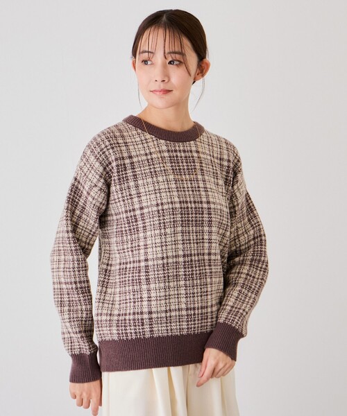 Jayro(ジャイロ)の「ジャガードチェックプルオーバー(ニット/セーター・レディース・ブラック系その他/ベージュ系その他/ネイビー・FREE)」の10枚目の写真
