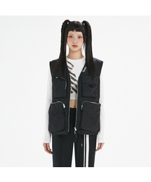 LALAFOX（ララフォックス）の「PUFFER CARGO VEST BLACK BP3WJ001（ダウンベスト）」