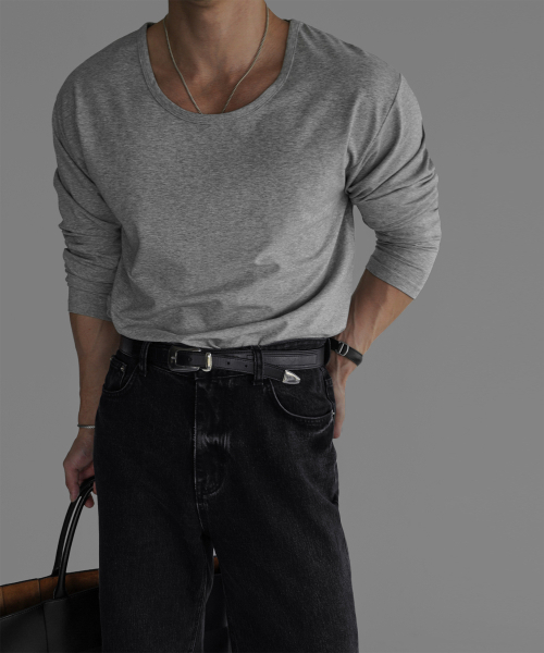 BOWLOW PRODUCT（バウロープロダクト）の「コットンユネック長袖Tシャツ[グレー]（Tシャツ/カットソー・メンズ・その他・MEDIUM/LARGE/X-LARGE）」の3枚目の写真