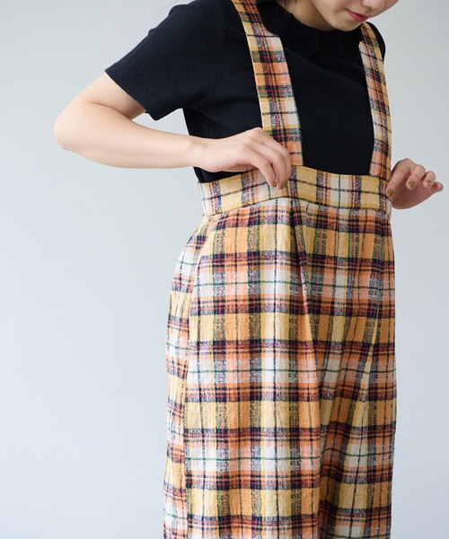 bulle de savon(ビュルデサボン)の「●broken dobby check サロペット(サロペット/オーバーオール・レディース・イエロー/ブルーグレー・FREE)」の11枚目の写真
