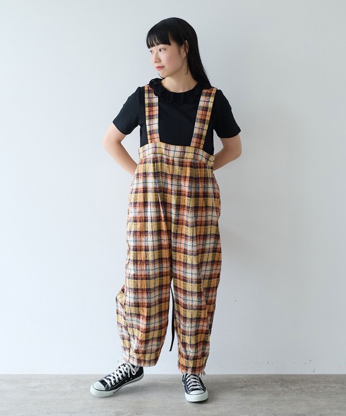 bulle de savon(ビュルデサボン)の「●broken dobby check サロペット(サロペット/オーバーオール・レディース・イエロー/ブルーグレー・FREE)」の3枚目の写真
