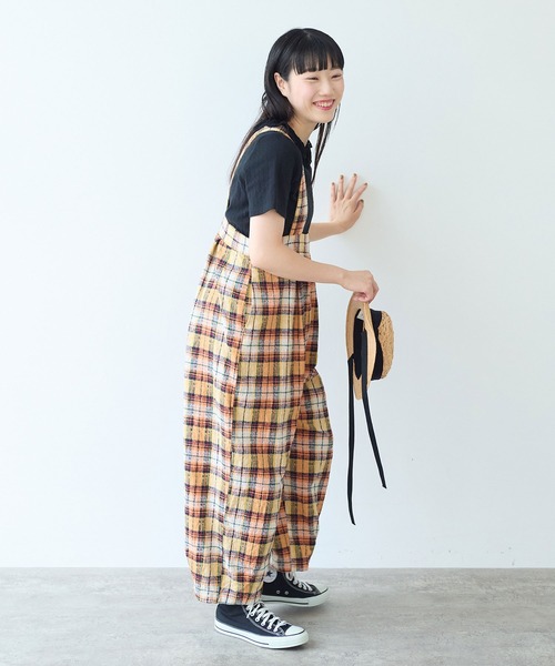 bulle de savon(ビュルデサボン)の「●broken dobby check サロペット(サロペット/オーバーオール・レディース・イエロー/ブルーグレー・FREE)」の4枚目の写真