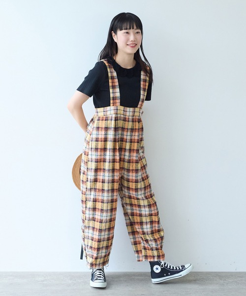 bulle de savon(ビュルデサボン)の「●broken dobby check サロペット(サロペット/オーバーオール・レディース・イエロー/ブルーグレー・FREE)」の5枚目の写真