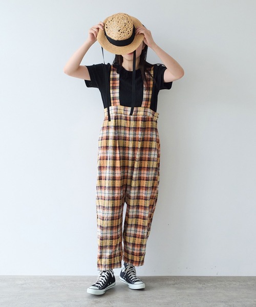 bulle de savon(ビュルデサボン)の「●broken dobby check サロペット(サロペット/オーバーオール・レディース・イエロー/ブルーグレー・FREE)」の6枚目の写真