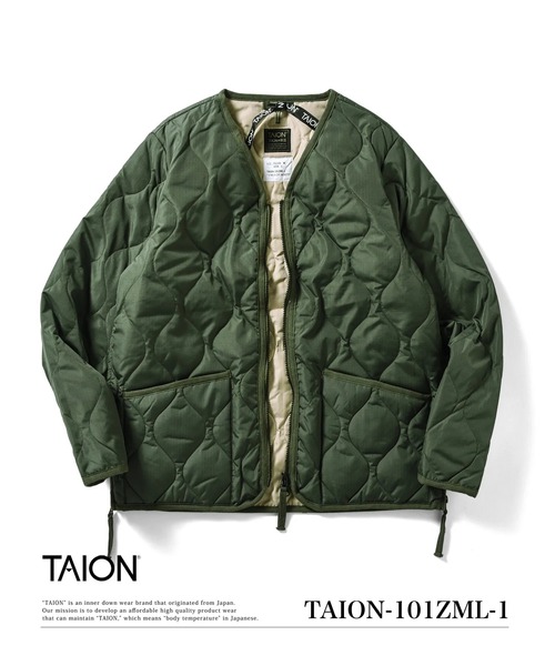 TAION(タイオン)の「【TAION(タイオン)】〈ユニセックス〉ミリタリー Vネックジップ ダウンジャケット(ダウンジャケット/コート・メンズ・ブラック/ダークグリーン系/ダークネイビー/チャコールグレー/ブラウン系その他5/チョコ/オリーブ/ダークオリーブ・M/S/L/XL/2XL/XS/3XL)」の5枚目の写真