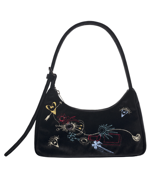 KIMZISU(キムジス)の「Multicolour Embroidery Velvet Mini Bag _ BLACK(ショルダーバッグ・レディース・ブラック・OS)」の1枚目の写真