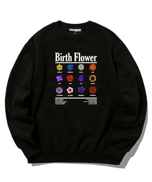 TRIPSHION(トリップション)の「バースフラワーグラフィッククルーネック - ブラック(スウェット・メンズ・その他・LARGE/MEDIUM/X-LARGE)」の1枚目の写真
