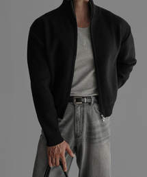 BOWLOW PRODUCT（バウロープロダクト）の「Heavy Cotton Crop Knit Zip-Up [Black]（ニット/セーター・メンズ）」