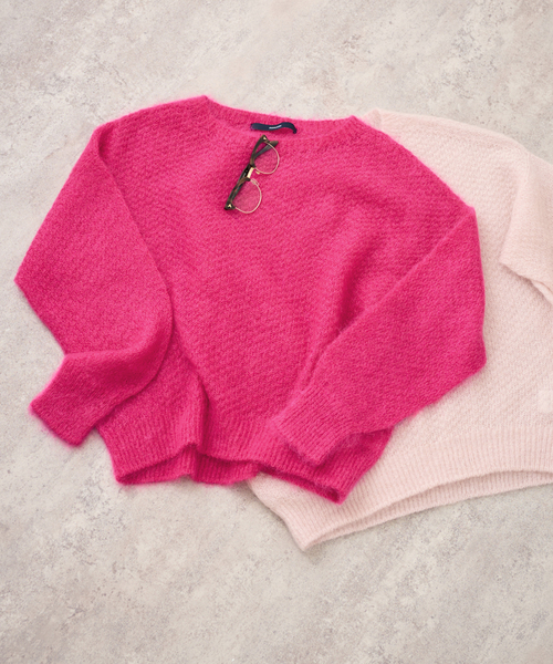 FRAMeWORK（フレームワーク）の「モヘヤmix カノコ柄プルオーバー（ニット/セーター・レディース・チャコールグレー/アイボリー/ライトグリーン/ピンク/バーガンディー・FREE）」の5枚目の写真