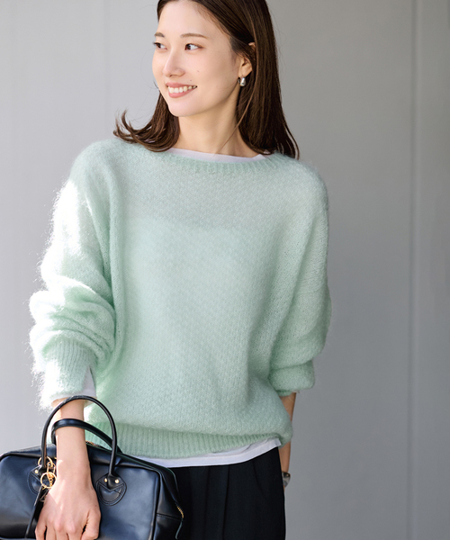 FRAMeWORK（フレームワーク）の「モヘヤmix カノコ柄プルオーバー（ニット/セーター・レディース・チャコールグレー/アイボリー/ライトグリーン/ピンク/バーガンディー・FREE）」の4枚目の写真