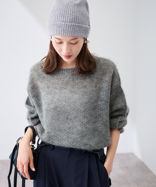 FRAMeWORK（フレームワーク）の「モヘヤmix カノコ柄プルオーバー（ニット/セーター・レディース・チャコールグレー/アイボリー/ライトグリーン/ピンク/バーガンディー・FREE）」の9枚目の写真