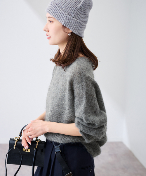 FRAMeWORK（フレームワーク）の「モヘヤmix カノコ柄プルオーバー（ニット/セーター・レディース・チャコールグレー/アイボリー/ライトグリーン/ピンク/バーガンディー・FREE）」の10枚目の写真