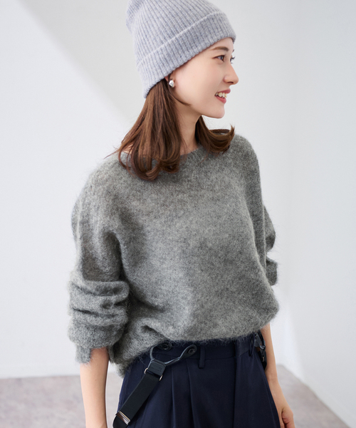 FRAMeWORK（フレームワーク）の「モヘヤmix カノコ柄プルオーバー（ニット/セーター・レディース・チャコールグレー/アイボリー/ライトグリーン/ピンク/バーガンディー・FREE）」の11枚目の写真