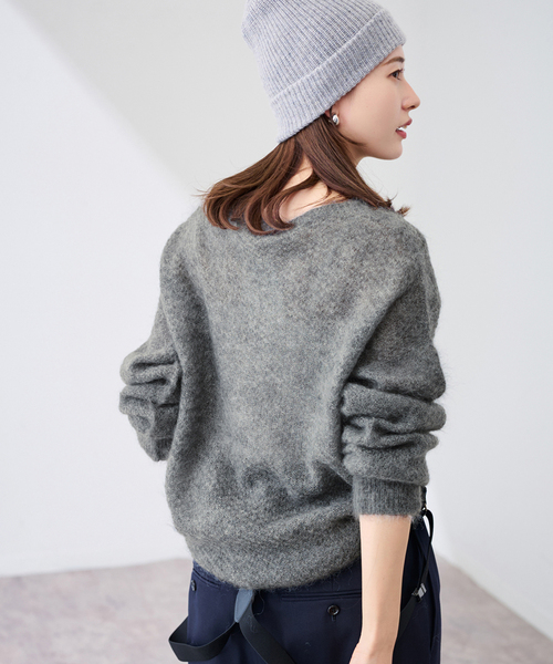 FRAMeWORK（フレームワーク）の「モヘヤmix カノコ柄プルオーバー（ニット/セーター・レディース・チャコールグレー/アイボリー/ライトグリーン/ピンク/バーガンディー・FREE）」の12枚目の写真